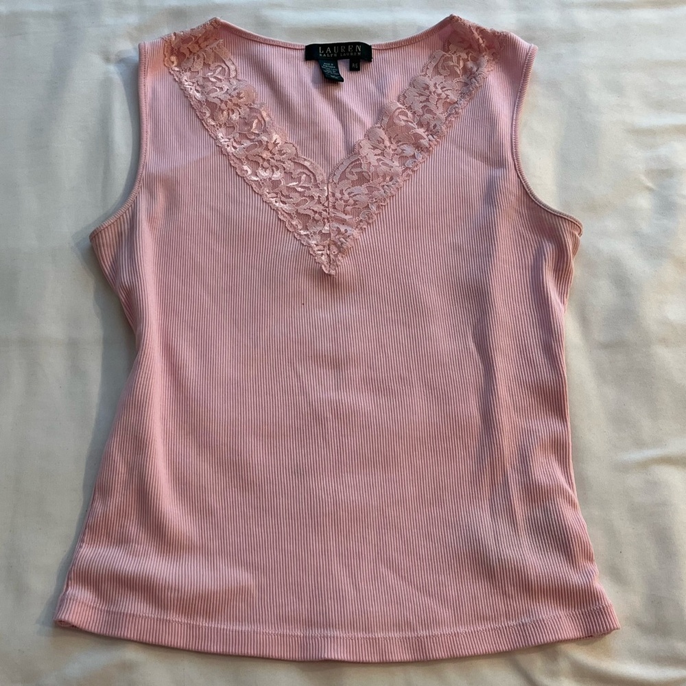 ralph lauren pink lace tank top